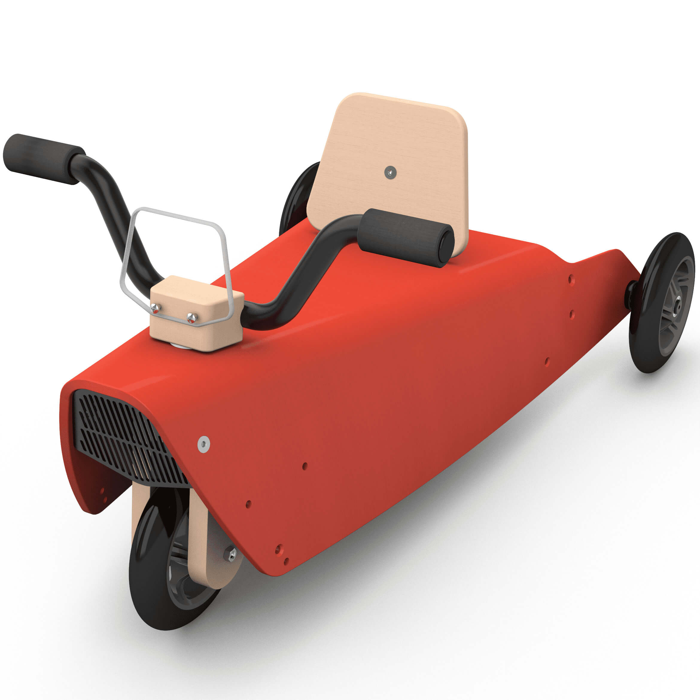 Porteur moto en bois rouge pour enfant